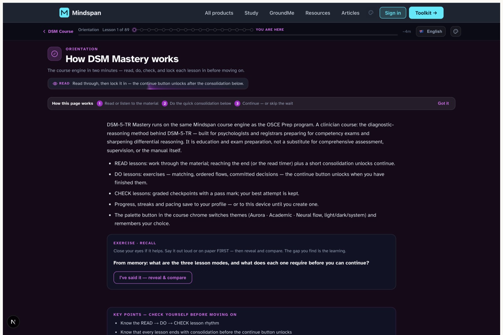 DSM-5-TR Tools — Lesson player