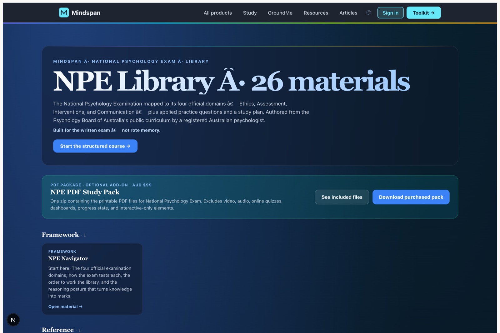 National Psychology Exam — Reference library