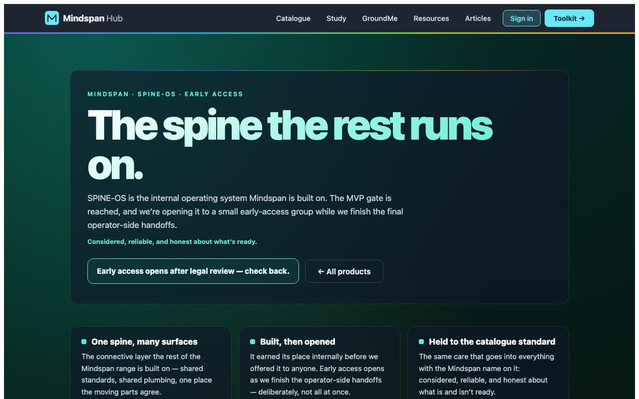 SPINE-OS — SPINE-OS — a live local-first kit for installing your own operating wiki.